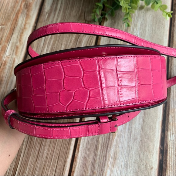 Kate Spade Luna Croc Embossed Crescent Crossbody Festive Pink - Picture 7 of 12
